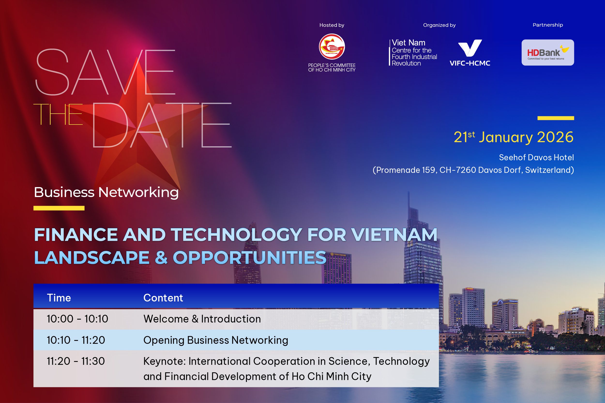 Thành phố Hồ Chí Minh tổ chức các hoạt động bên lề tại Hội nghị Thường niên lần thứ 56 của WEF – Davos 2026 nhằm thúc đẩy hợp tác quốc tế về khoa học – công nghệ và tài chính quốc tế